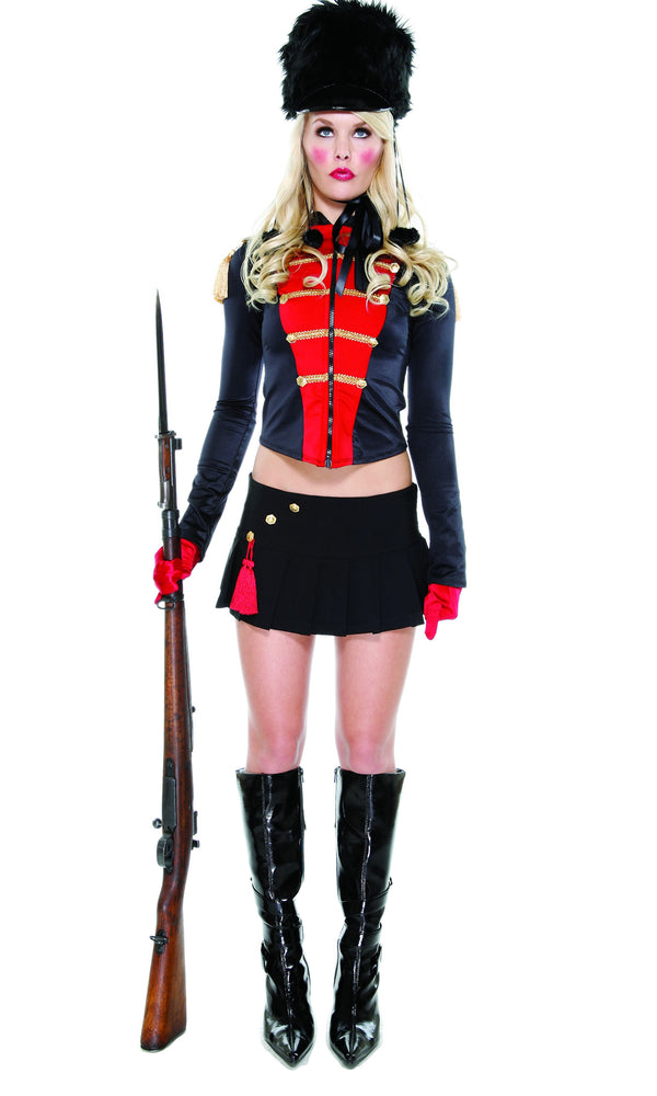 Short nutcracker costume with hat and red gloves