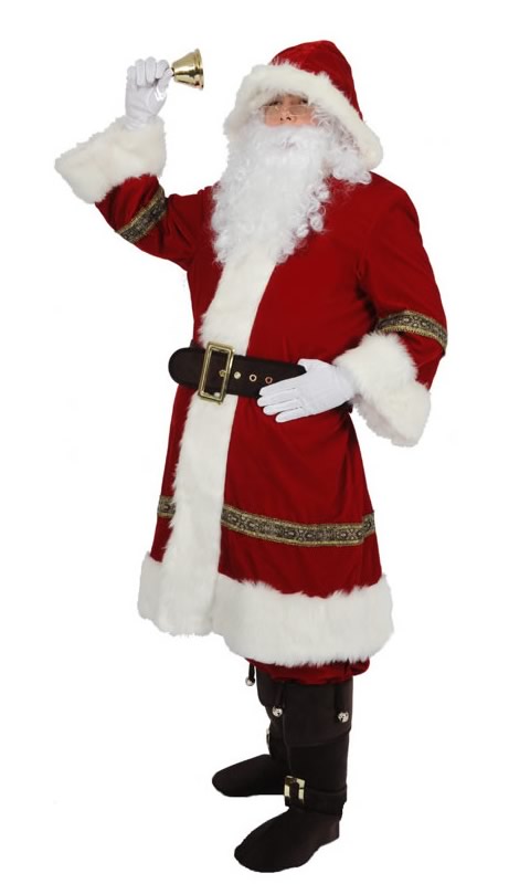 Lined Santa costume with wig, gloves, glasses and beard