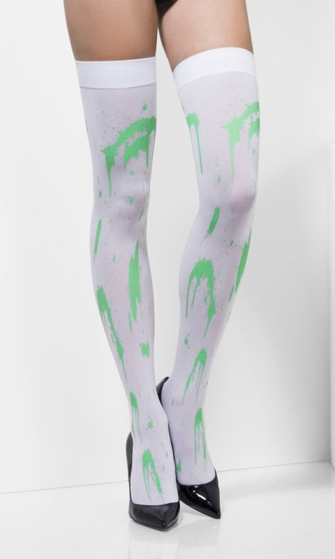 Hold Up Stockings with Green Splats