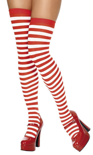 Striped Stockings Red and White