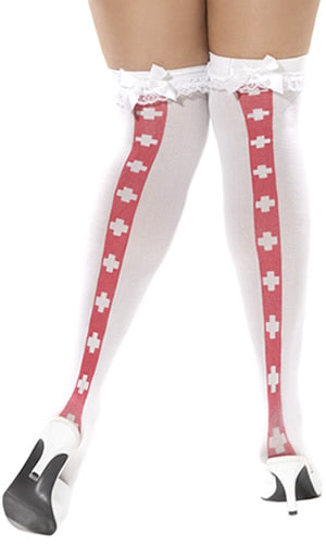 Stockings Plus Size Bow and Cross Print