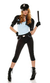 Woman's patrol officer costume with bolero, gloves, baton, tank top and hat