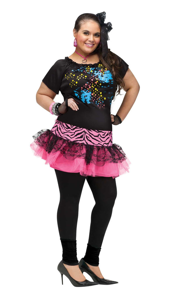 80s pink and black plus size pop costume