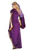 Back of plus size purple queen costume with veil