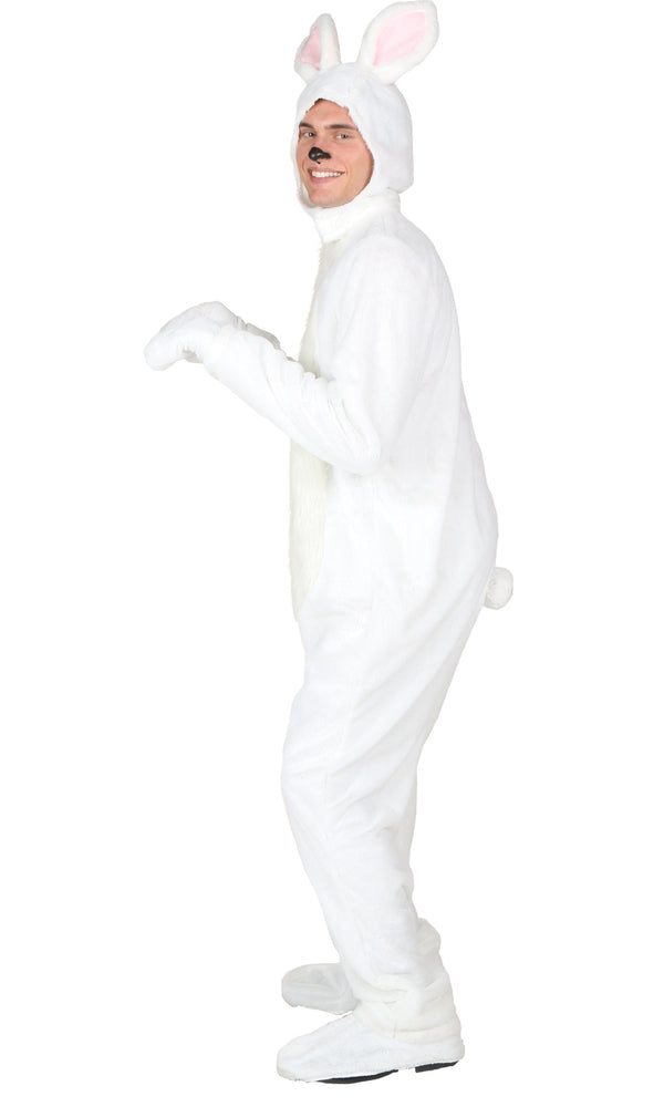 Plus size white full body costume worn by man
