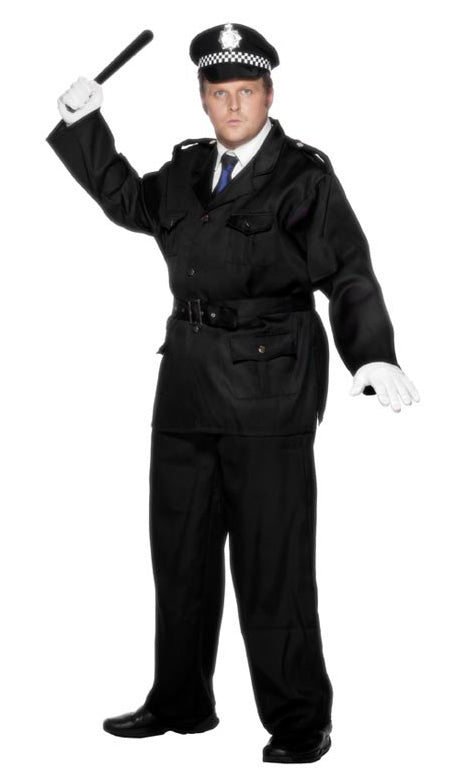 Plus size policeman costume in black with belt