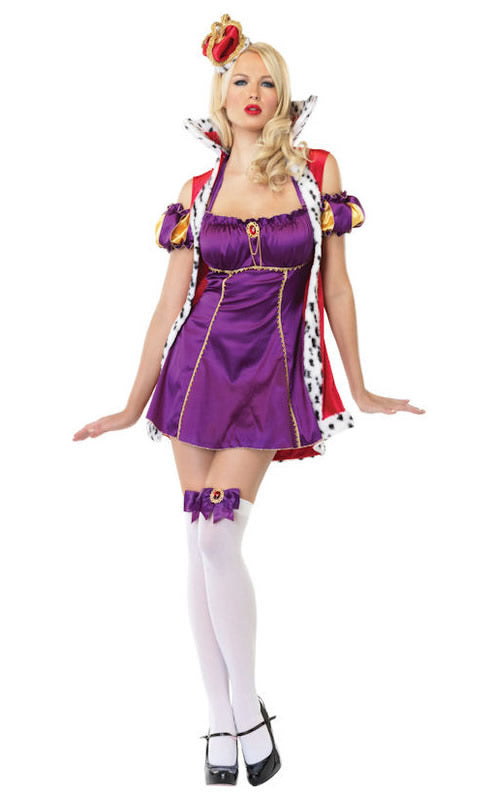Short purple queen costume with jacket and crown