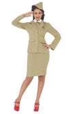 Women's retro officer costume with mock shirt and tie, with hat