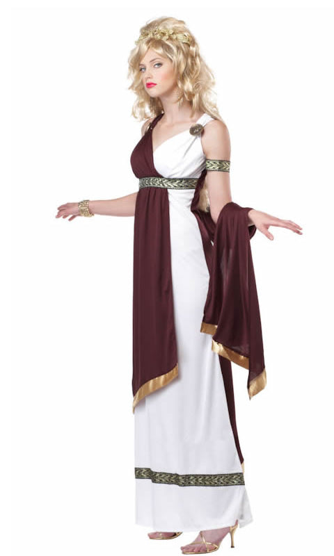 Side of Roman empress dress with medallions, arm bands & drape