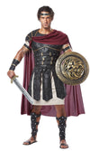 Other view of plus size Roman gladiator costume with cape, wrist guards and headband
