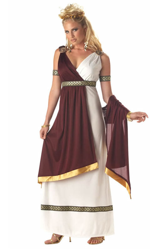 Roman empress dress with medallions, arm bands & drape
