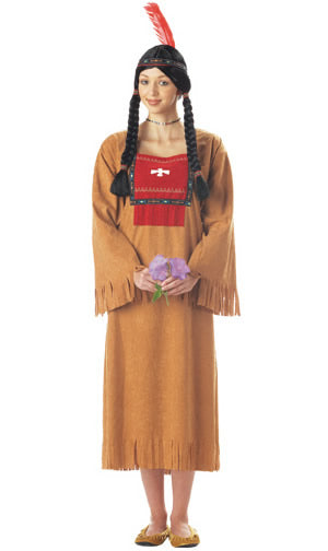 Brown native Indian girl costume with headband