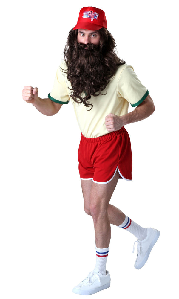 Forrest Gump costume with wig, beard, hat, socks, shirt and shorts