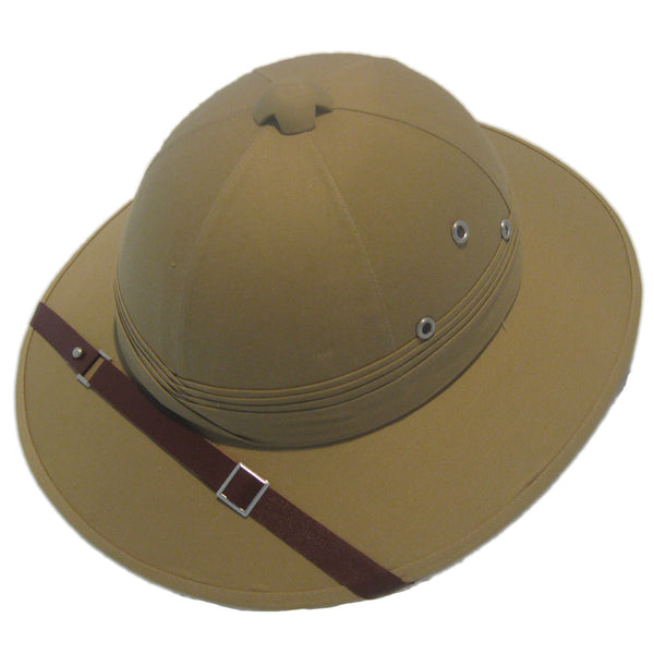 Beige safari hat with brown strap