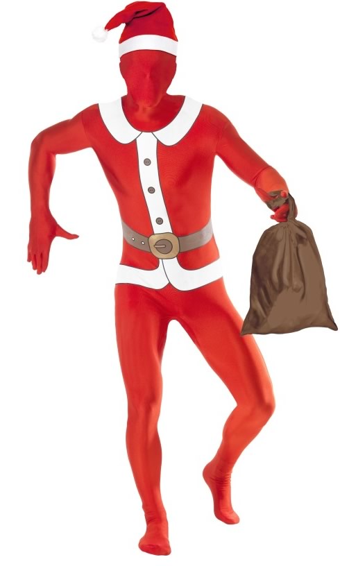 Morph suit style Santa costume with sack