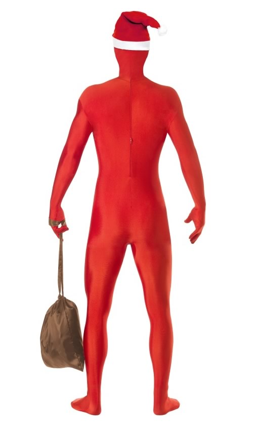 Back of morph suit style Santa costume with sack