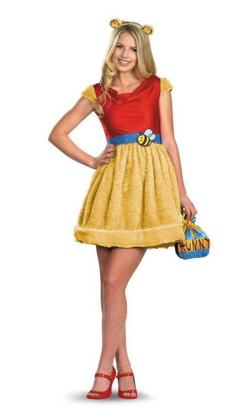 Winnie the pooh woman's dress with ear headband and honey pouch