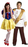 Yellow and blue snow white costume with attached petticoat, next to a prince
