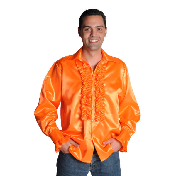 70s orange satin shirt with frills