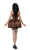 Back of short brown and white Christmas pudding costume
