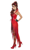 Side of red wrath devil dress with devil horns and choker