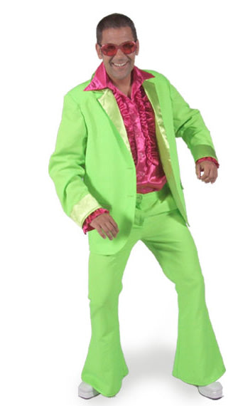 Lime green 70s suit with flared pants