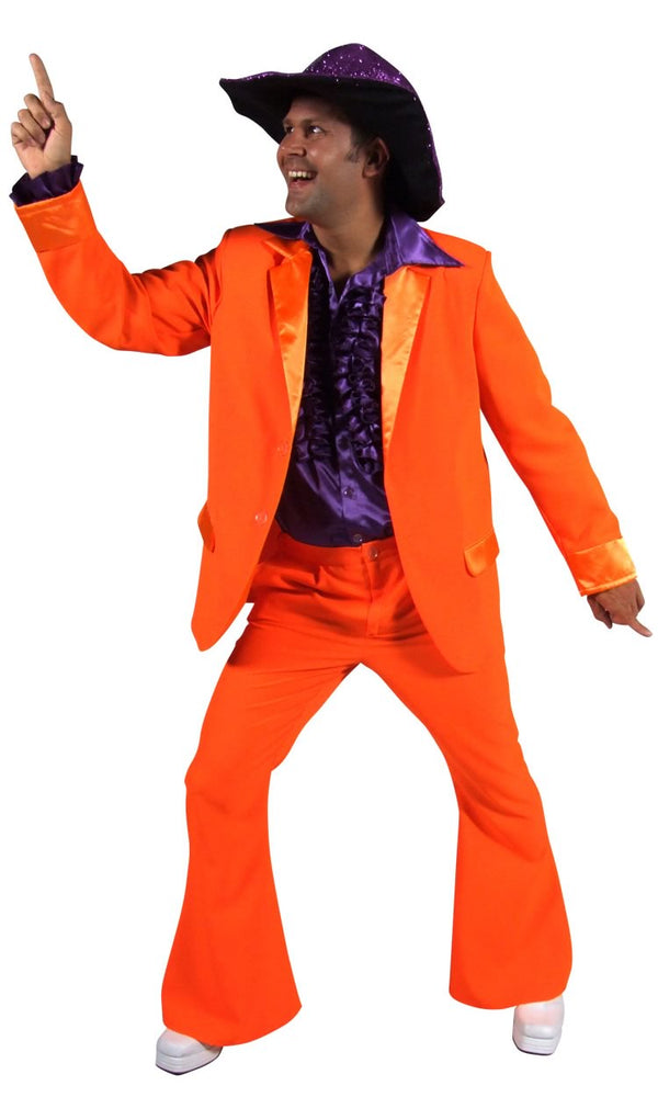 Orange 70s suit with flared pants