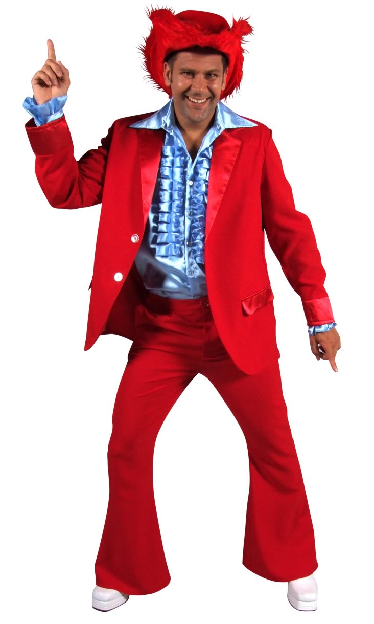 70s red suit with flared pants