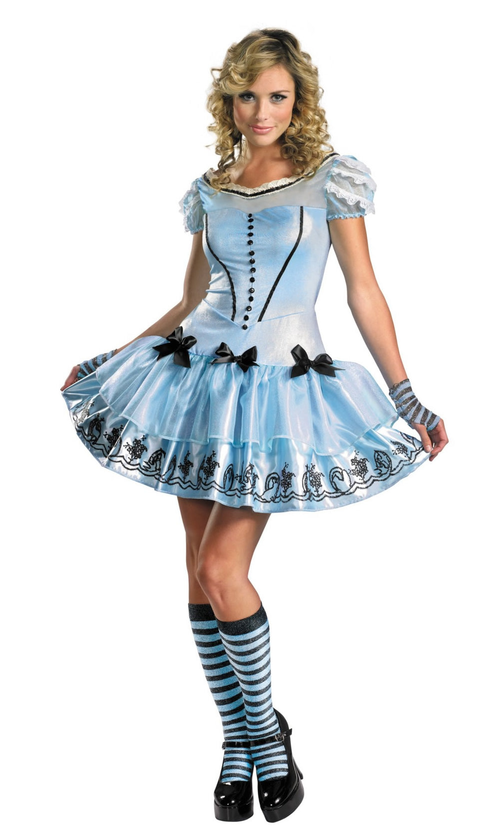 Short Alice dress with black bows, gloves and socks