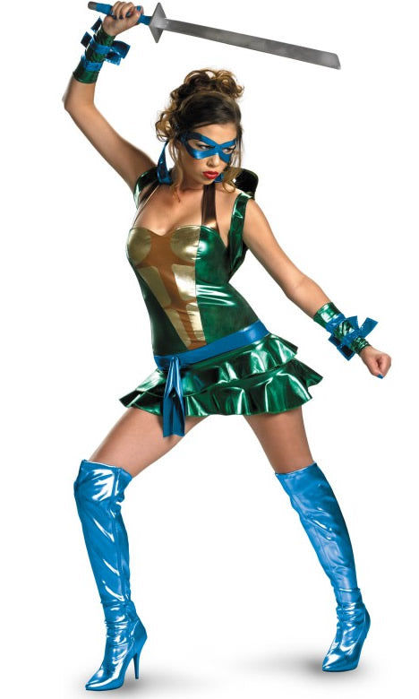 TMNT Leonardo dress with blue boot covers and mask