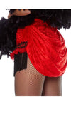 Back of short black and red showgirl dress