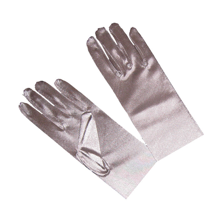 Short Metallic Silver Gloves