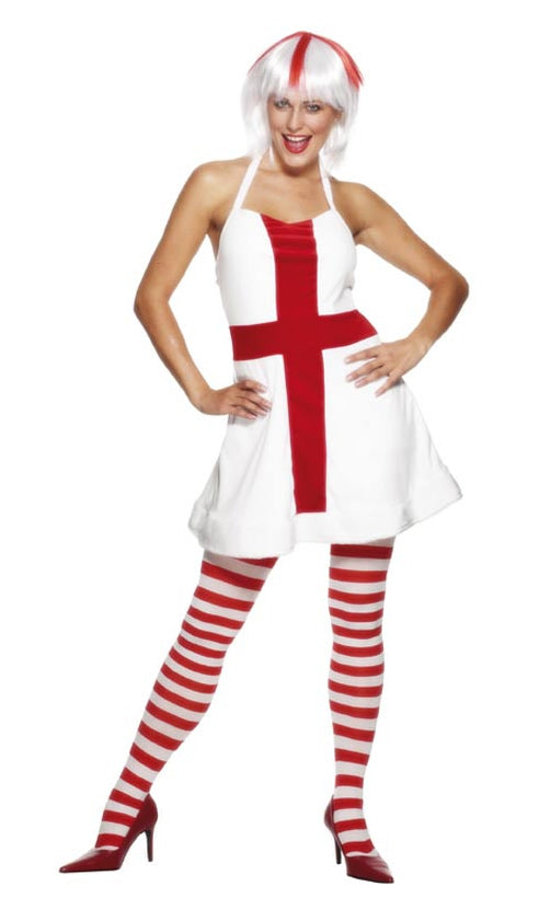 White Saint George dress with red cross