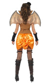 Back of steampunk bat costume with collar, wings and hat on headband
