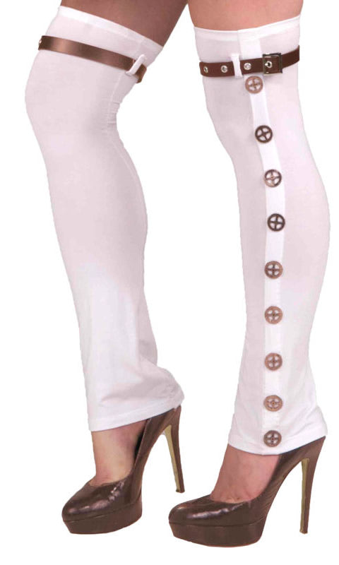 Leg Warmers Steampunk Spats White