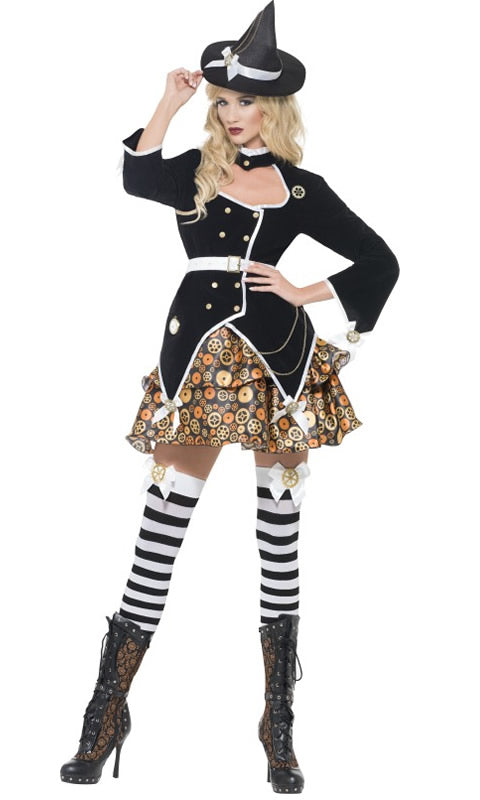 Steampunk witch tutu skirt, black jacket and witch hat