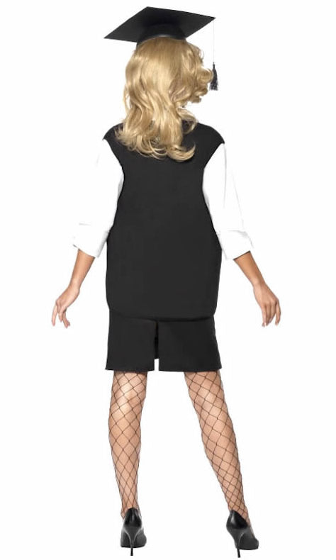Back of school mistress black and white dress with vest