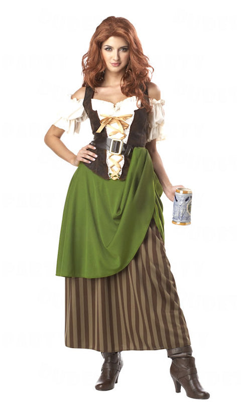 Brown and green tavern maiden dress