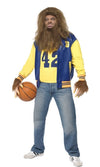 Teen Wolf blue and yellow jacket and singlet, with wig, beard and gloves