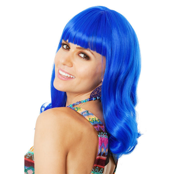 Katy Perry teenage dream style blue wig, side view