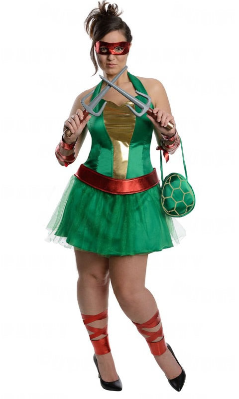TMNT Raphael petticoat dress with mask, purse, arm and leg ties