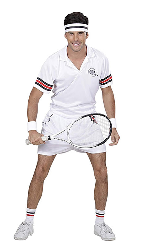 Tennis player costume with headband and sweatbands