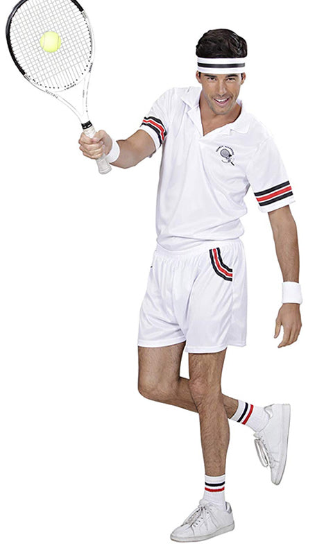 Alternate view of tennis player costume with headband and sweatbands