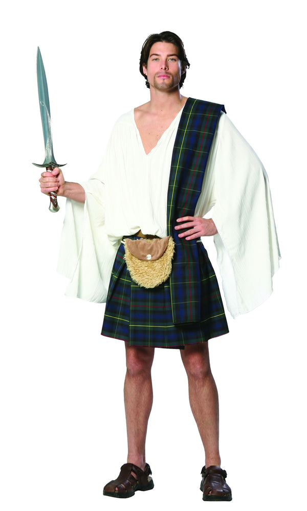 Men's Scottish kilt with fur sporran and shoulder drape