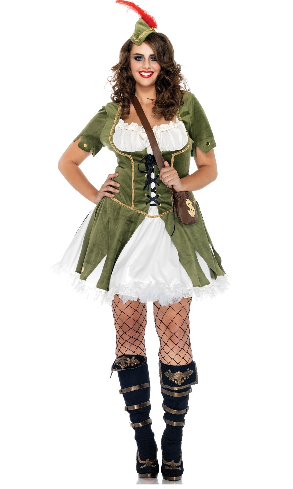 Robin Hood plus size dress with money pouch and hat