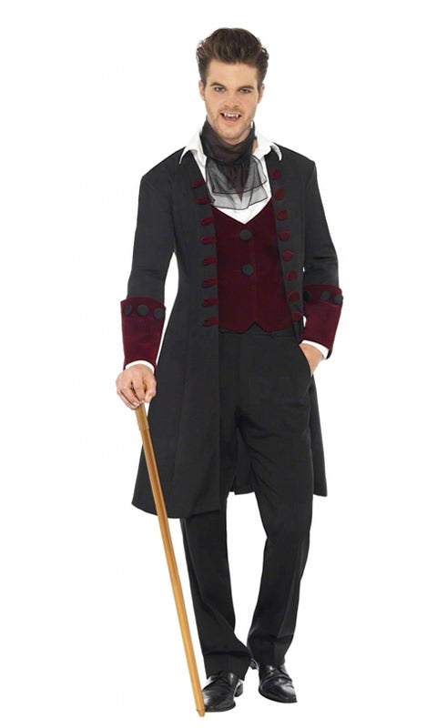 Man wearing a Victorian style vampire costume