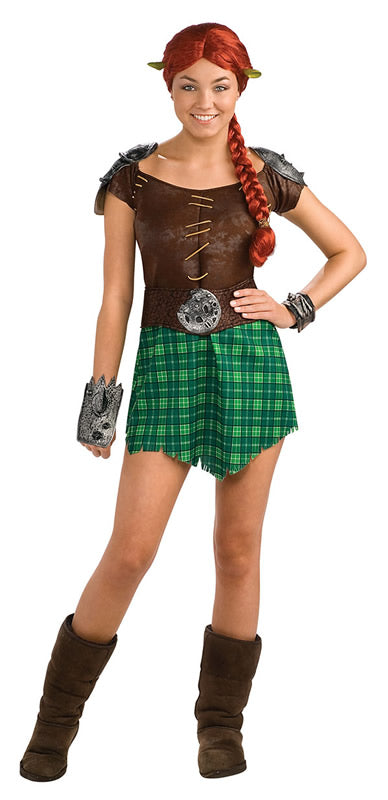Short green and brown Warrior Fiona Shrek costume