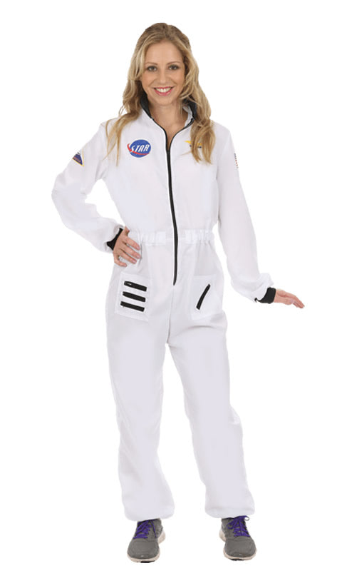 Woman's white astronaut jumpsuit