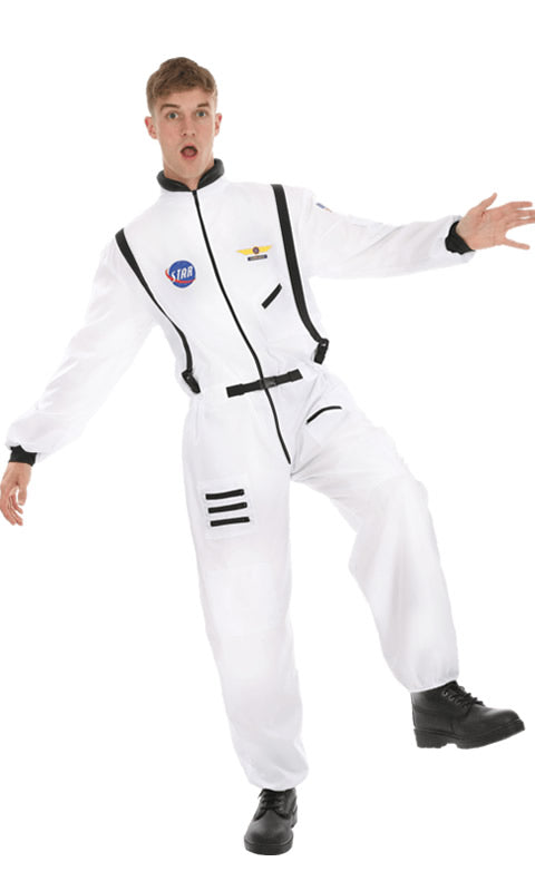 White and black astronaut jumpsuit costume