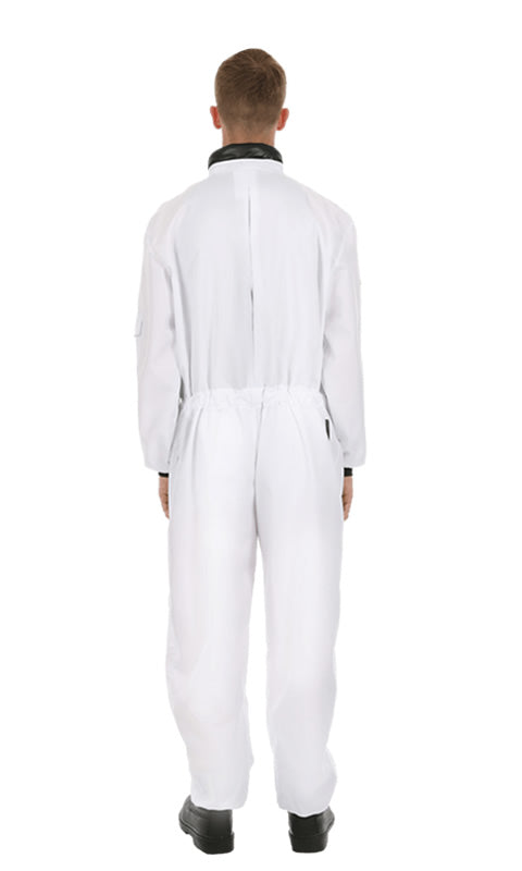 Back of white and black astronaut jumpsuit costume